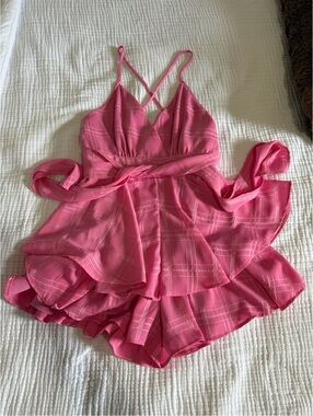 Pink Lily Pink Spaghetti-Strap Romper
